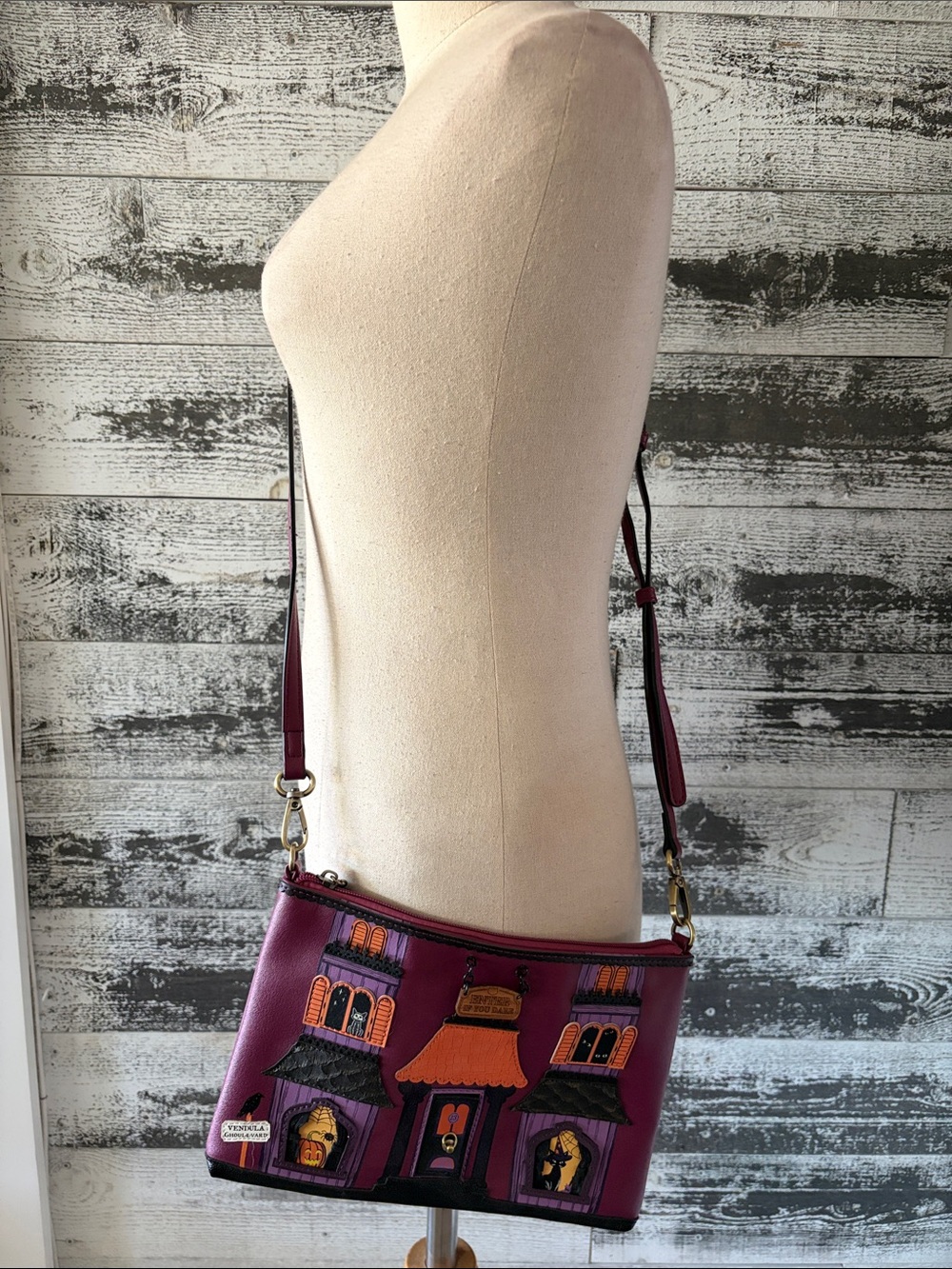 Vendula Purple (Maroon) Haunted House Crossbody Bag - Picture 2 of 15